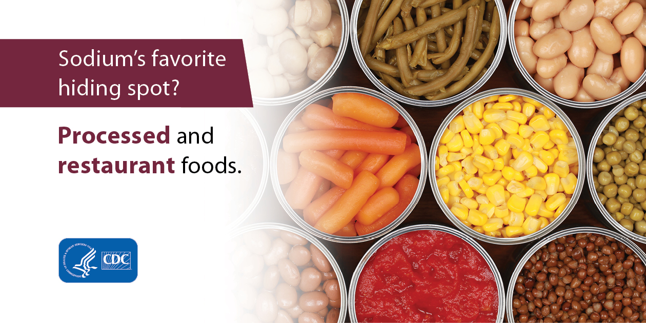 Sodium's favorite hiding spot? Processed and restaurant foods.