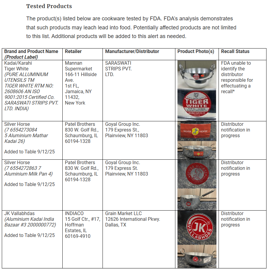 Screenshot of the info on https://www.fda.gov/food/alerts-advisories-safety-information/fda-issues-warning-about-imported-cookware-may-leach-lead-august-2025