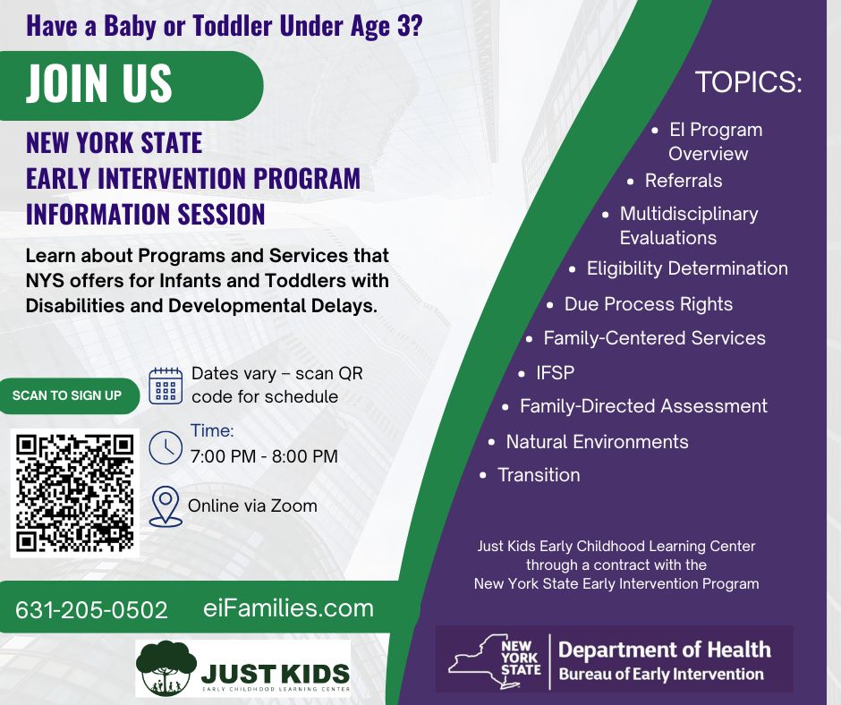 TOPICS: ⢠El Program Overview ⢠Referrals ⢠Multidisciplinary Evaluations ⢠Eligibility Determination ⢠Due Process Rights ⢠Family-Centered Services ⢠IFSP ⢠Family-Directed Assessment ⢠Natural Environments ⢠Transition. 631-205-0502
