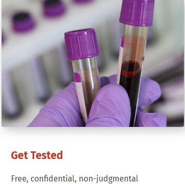 Get Tested. Free, confidential, non-judgmental