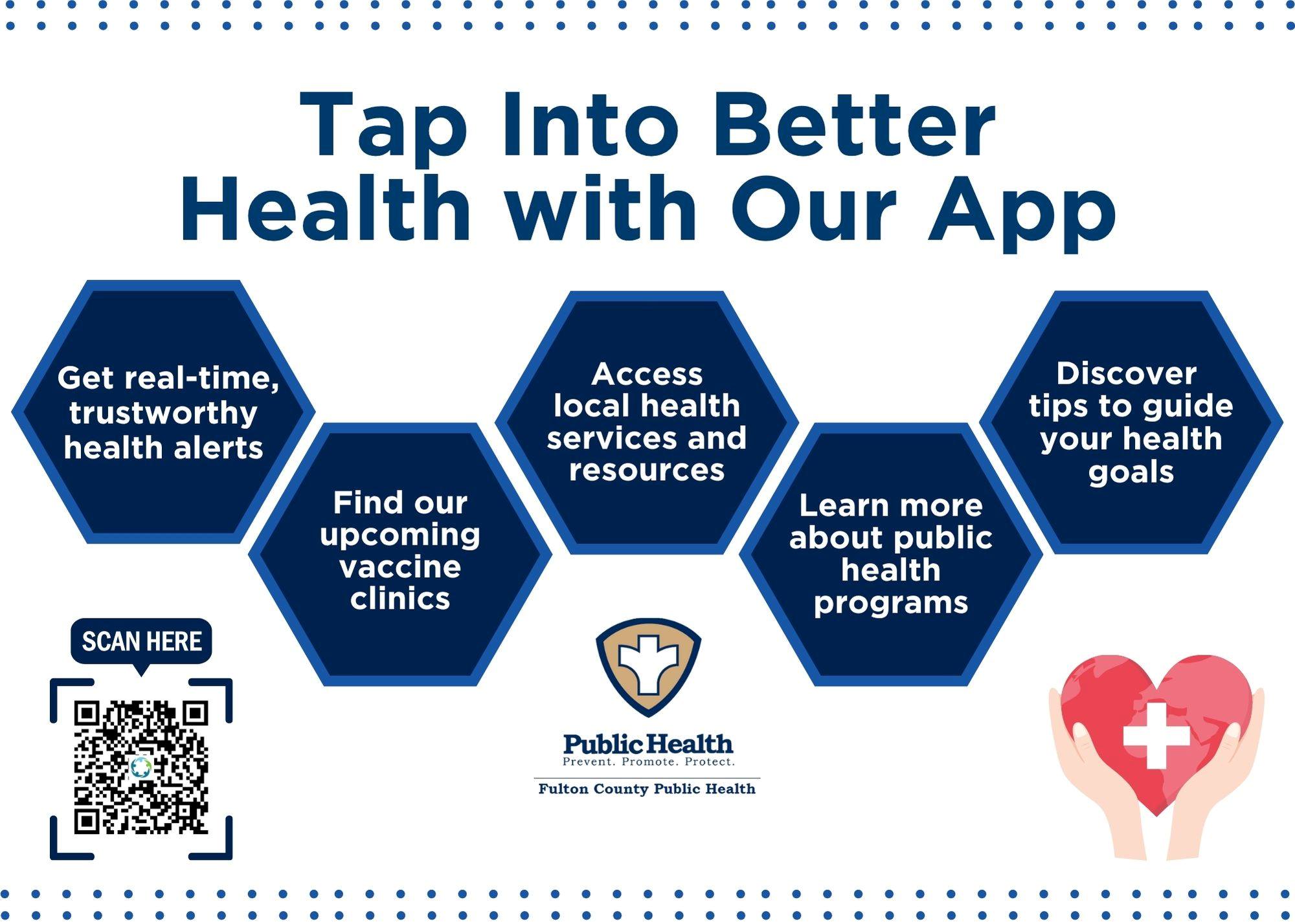 Health Alerts, Vaccine CLinics, Local Health Services and Resources, Public Health Programs, Tip to guide your health goals
