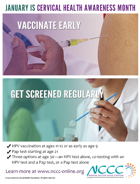 Three options at age 30 — an HPV test alone, co-testing with an HPV test and a Pap test, or a Pap test alone Learn more at www.nccc-online.org