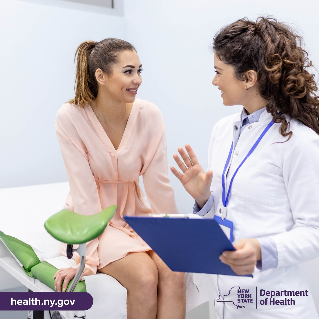 Young woman talking to her doctor in a doctor's office.