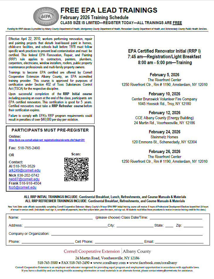 Free (monthly) EPA Lead Training, details in image are found at the included link.