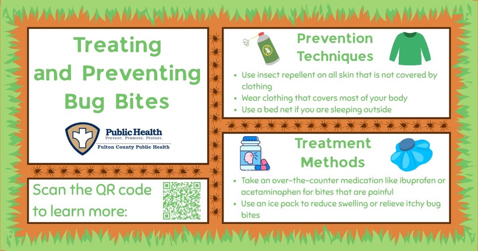 Prevention Techniques: Use insect repellent on all skin that is not covered by clothing. Wear clothing that covers most of your body. Use a bed net if you are sleeping outside. Treatment Methods: Take an over-the-counter medication like ibuprofen or acetaminophen for bites that are painful. Use an ice pack to reduce swelling or relieve itchy bug bites.