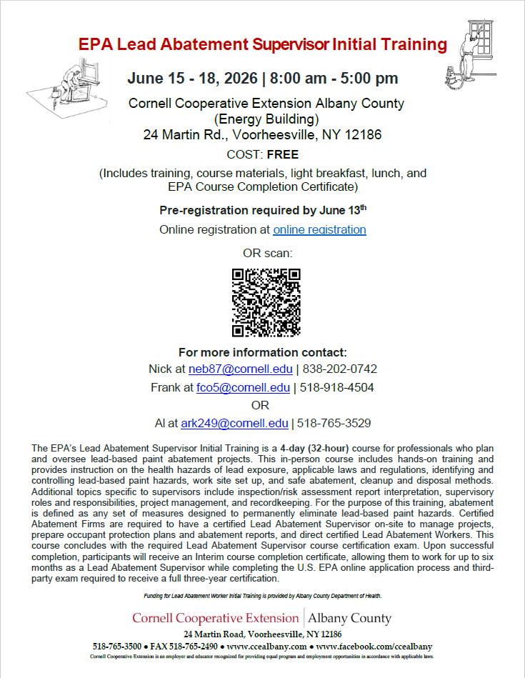 Information on this image is available in pdf form at https://s3.amazonaws.com/assets.cce.cornell.edu/attachments/77440/EPA_Lead_Abatement_Supervisor_Initial_Training_June_2026.final.pdf?1779994693