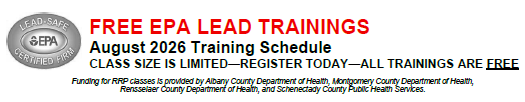 FREE EPA LEAD TRAININGS, August 2026 Training Schedule, CLASS SIZE IS LIMITED—REGISTER TODAY—ALL TRAININGS ARE FREE,