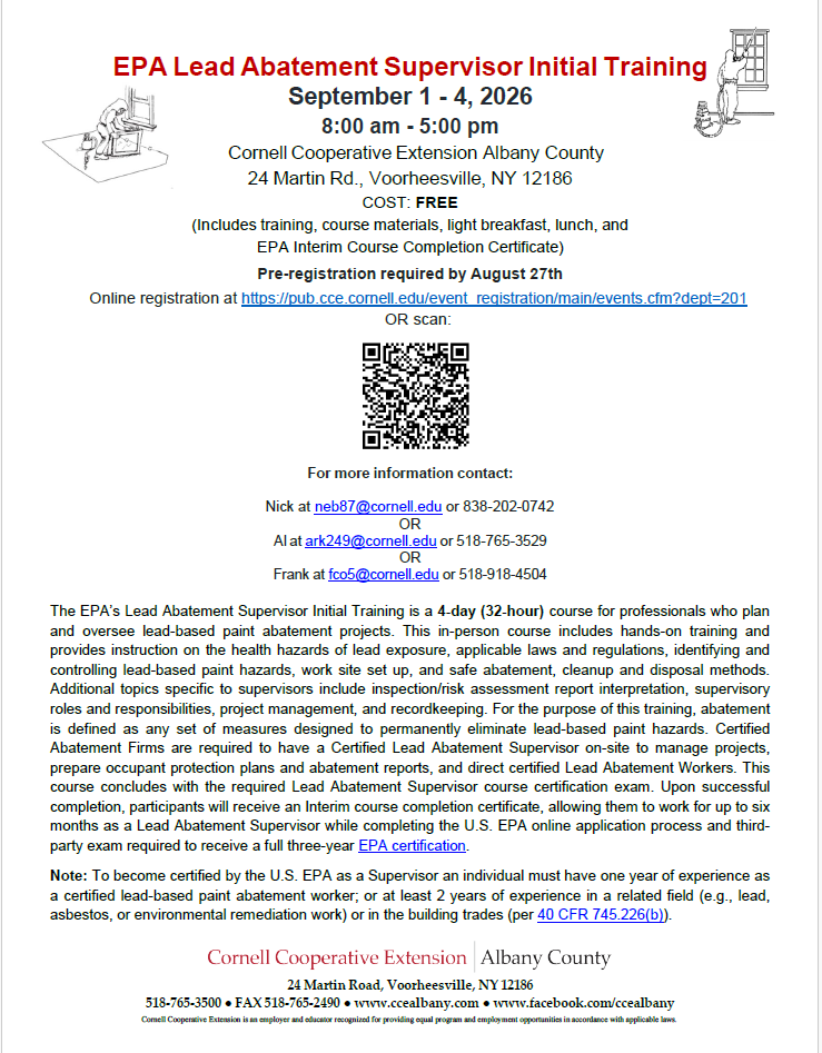 Information on this image is available at https://albany.cce.cornell.edu/events/2026/09/01/epa-lead-abatement-supervisor-initial-training