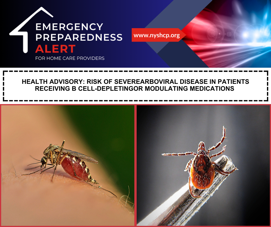 HEALTH ADVISORY: RISK OF SEVERE ARBOVIRAL DISEASE IN PATIENTS RECEIVING B CELL-DEPLETING OR MODULATING MEDICATIONS