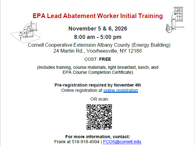 FREE EPA LEAD TRAININGS, November 2026 Training Schedule, CLASS SIZE IS LIMITEDâREGISTER TODAYâALL TRAININGS ARE FREE, Funding for RPC classes.